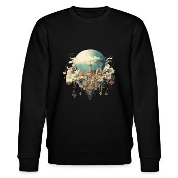 The city of the future - Stanley/Stella CHANGER Unisex Organic Sweatshirt - black - Front - Nik (191cm) & Marisol (170cm)