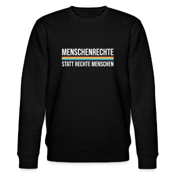 Menschenrechte statt rechte Menschen - Stanley/Stella Unisex Bio-Sweatshirt CHANGER  - Schwarz - Vorne - Nik (191cm) & Marisol (170cm)