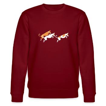 Drei Podencos - Stanley/Stella Unisex Bio-Sweatshirt CHANGER  - Burgunderrot - Vorne - Nik (191cm) & Marisol (170cm)