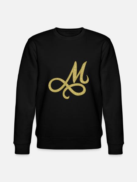 M - gold, letter, alphabet, monogram - Stanley/Stella CHANGER Unisex Organic Sweatshirt - black