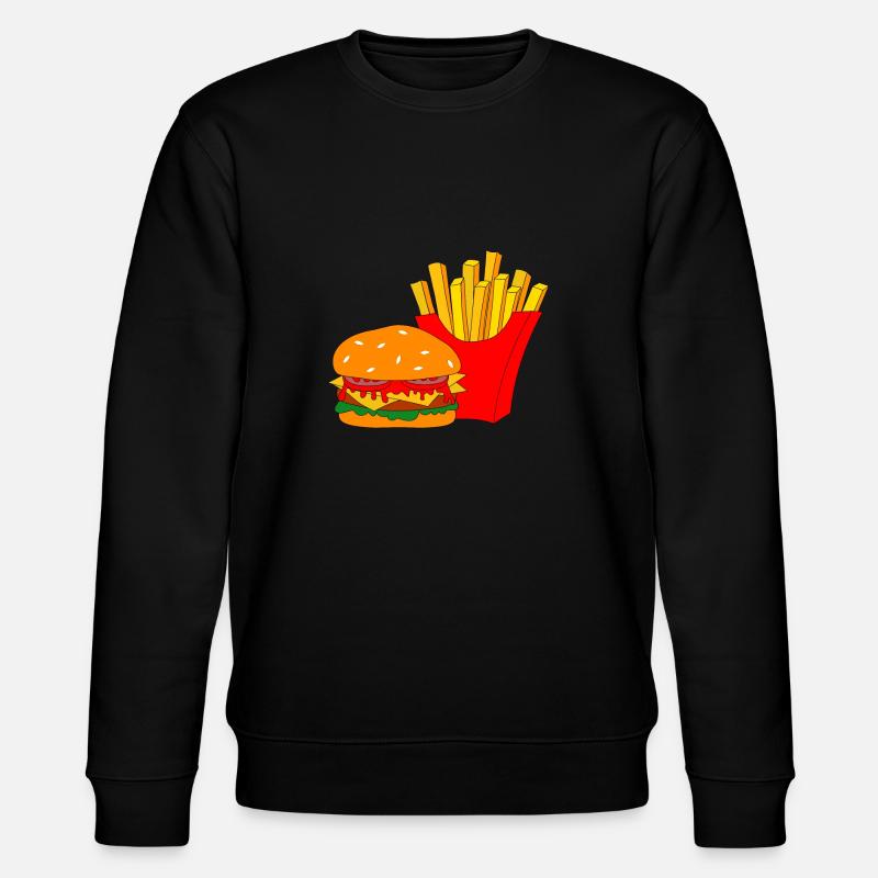 Burger mit Pommes - Stanley/Stella Unisex Bio-Sweatshirt CHANGER  - Schwarz