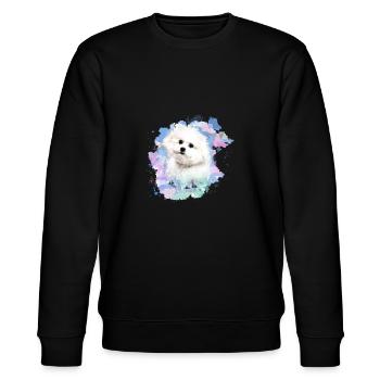 bichon frisé, maltais,chien, aquarelle, peinture à l’eau - Sweat bio CHANGER Stanley/Stella Unisexe - noir - Devant - Nik (191cm) & Marisol (170cm)