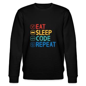 Eat Sleep Code Repeat - Stanley/Stella Unisex Bio-Sweatshirt CHANGER  - Schwarz - Vorne - Nik (191cm) & Marisol (170cm)