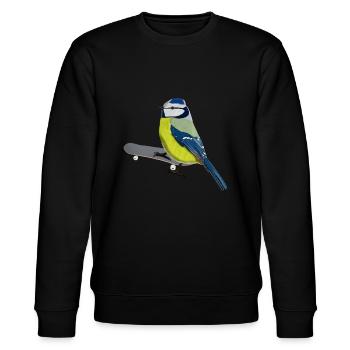 Blaumeise Skateboard Vogel Skaten Lustiges Tier - Stanley/Stella Unisex Bio-Sweatshirt CHANGER  - Schwarz - Vorne - Nik (191cm) & Marisol (170cm)