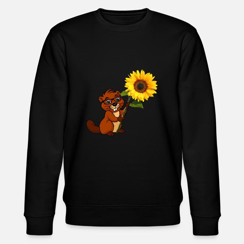 Biber mit Sonnenblume - Stanley/Stella Unisex Bio-Sweatshirt CHANGER  - Schwarz