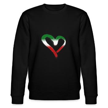 woman life freedom,herz,iran,flagge - Stanley/Stella Unisex Bio-Sweatshirt CHANGER  - Schwarz - Vorne - Nik (191cm) & Marisol (170cm)