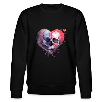 Totenkopf Kunst Design Aquarell - Stanley/Stella Unisex Bio-Sweatshirt CHANGER  - Schwarz - Vorne - Nik (191cm) & Marisol (170cm)