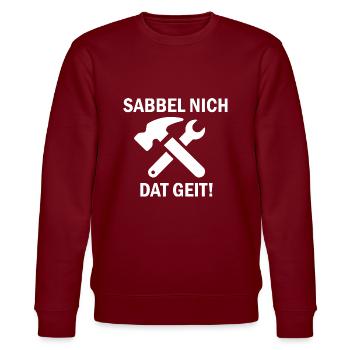 Handwerker Handyman Handwerk Werkzeug Baustelle - Stanley/Stella Unisex Bio-Sweatshirt CHANGER  - Burgunderrot - Vorne - Nik (191cm) & Marisol (170cm)