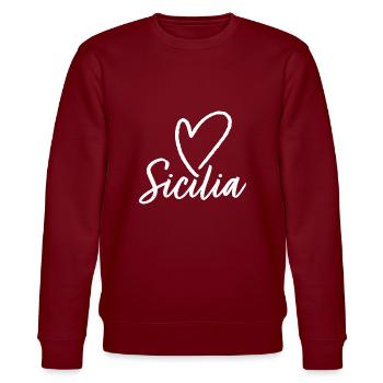 Sicilia - Italy Sicily - Stanley/Stella CHANGER Unisex Organic Sweatshirt - burgundy - Front - Nik (191cm) & Marisol (170cm)