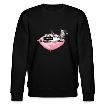 cool zebra auf rosa porn kissen nudes sexbombe fun - Stanley/Stella Unisex Bio-Sweatshirt CHANGER  - Schwarz - Vorne - Nik (191cm) & Marisol (170cm)