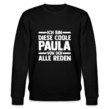 Name Paula - Stanley/Stella Unisex Bio-Sweatshirt CHANGER  - Schwarz - Vorne - Nik (191cm) & Marisol (170cm)