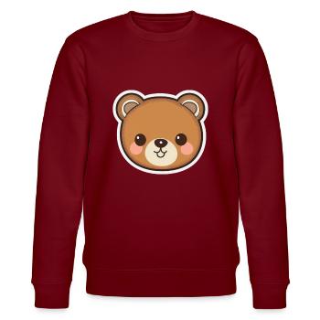 Knuffige Kuschelzeit: süsser Teddybär - Stanley/Stella Unisex Bio-Sweatshirt CHANGER  - Burgunderrot - Vorne - Nik (191cm) & Marisol (170cm)