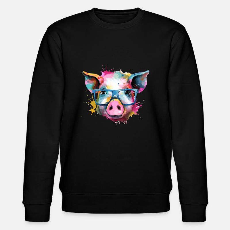 Jim das Schwein - Stanley/Stella Unisex Bio-Sweatshirt CHANGER  - Schwarz