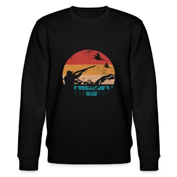Pheasant hunter Retro - Stanley/Stella CHANGER Unisex Organic Sweatshirt - black - Front - Nik (191cm) & Marisol (170cm)