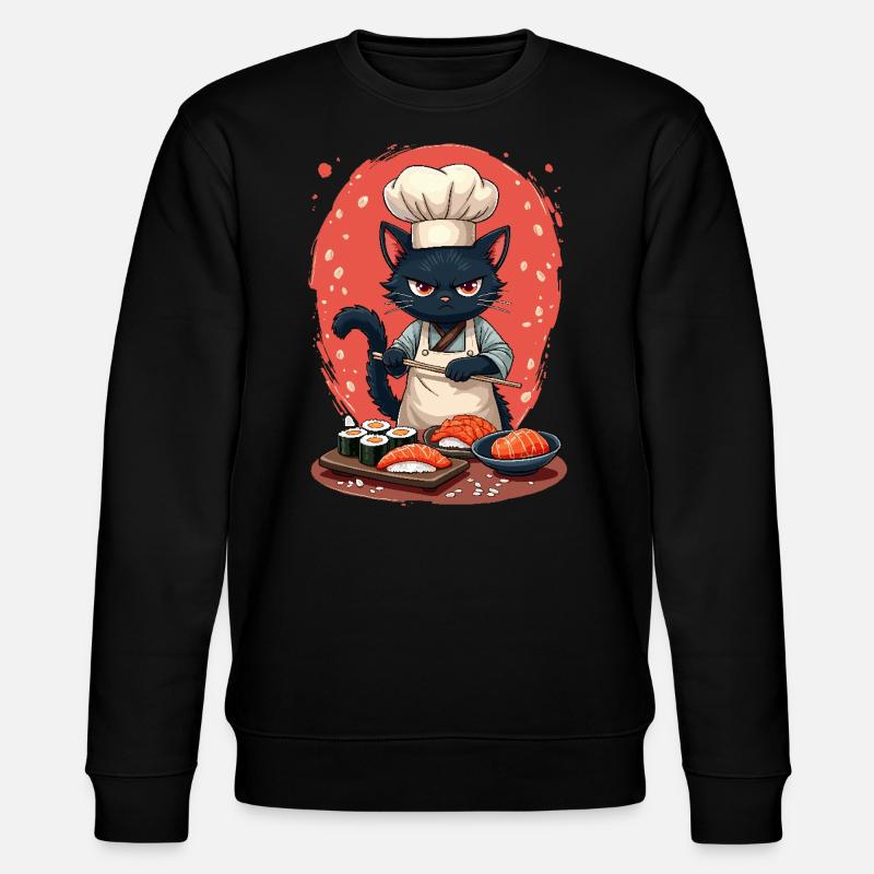Sushi Chef Katze - Stanley/Stella Unisex Bio-Sweatshirt CHANGER  - Schwarz