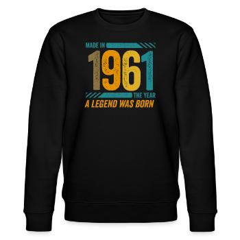 Hergestellt im Jahr 1961, dem Jahr, in dem eine Legende geboren wurde - Stanley/Stella Unisex Bio-Sweatshirt CHANGER  - Schwarz - Vorne - Nik (191cm) & Marisol (170cm)