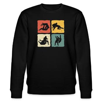 Jiu-Jitsu Retro Jiu jitsu - Stanley/Stella Unisex Bio-Sweatshirt CHANGER  - Schwarz - Vorne - Nik (191cm) & Marisol (170cm)