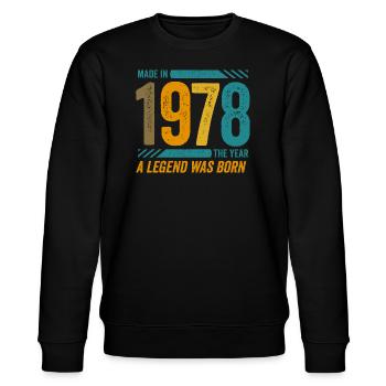 Hergestellt im Jahr 1978, dem Jahr, in dem eine Legende geboren wurde - Stanley/Stella Unisex Bio-Sweatshirt CHANGER  - Schwarz - Vorne - Nik (191cm) & Marisol (170cm)