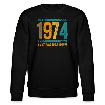 Made in 1974, the year a legend was born - Stanley/Stella CHANGER Unisex Organic Sweatshirt - black - Front - Nik (191cm) & Marisol (170cm)