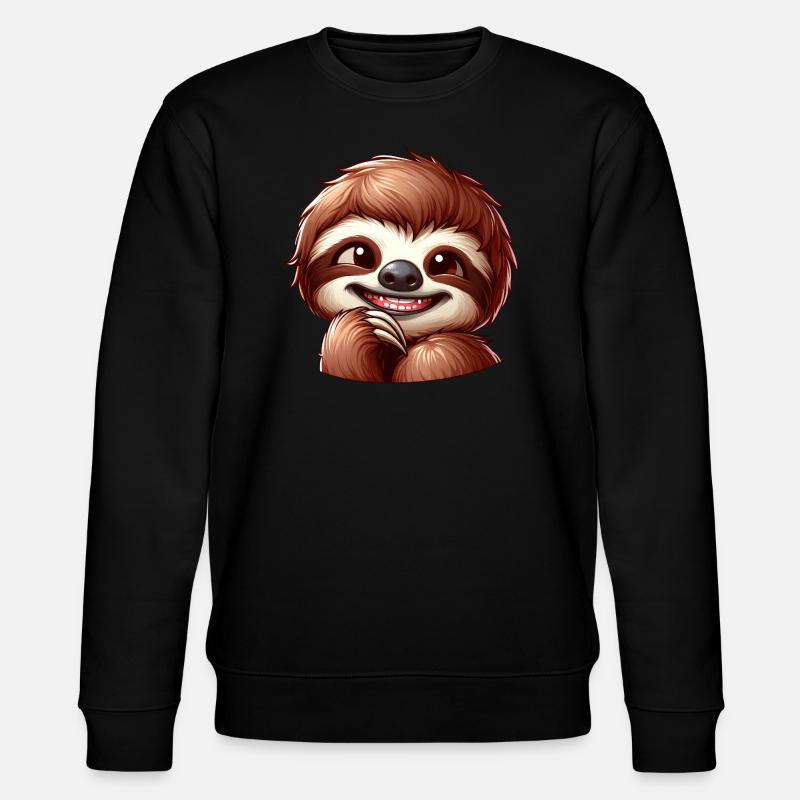 Dessin animé mignon timide paresseux - Sweat bio CHANGER Stanley/Stella Unisexe - noir