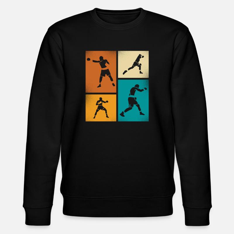 Retro Boxen Silhouette Kunst - Stanley/Stella Unisex Bio-Sweatshirt CHANGER  - Schwarz