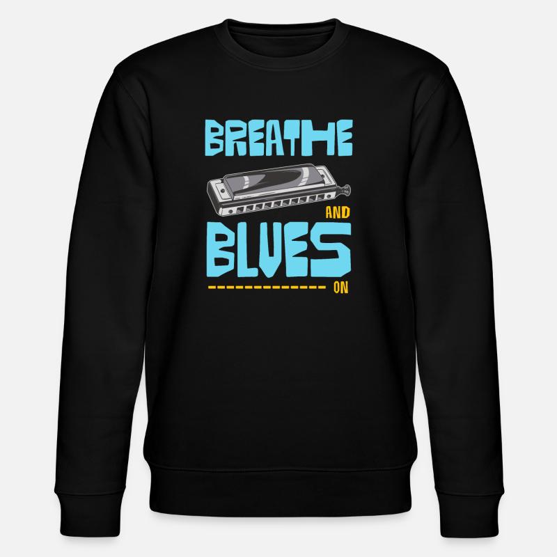 Blues On Mundharmonika - Stanley/Stella Unisex Bio-Sweatshirt CHANGER  - Schwarz