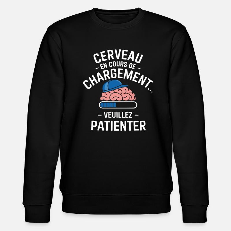 Brain Loading Wait Funny - Stanley/Stella CHANGER Unisex Organic Sweatshirt - black