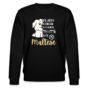 Ich liebe mein Malteser - süßes flauschiges Hundedesign - Stanley/Stella Unisex Bio-Sweatshirt CHANGER  - Schwarz - Vorne - Nik (191cm) & Marisol (170cm)