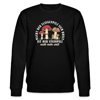 Pilzsammler Pilze suchen lustiges Pilzliebhaber - Stanley/Stella Unisex Bio-Sweatshirt CHANGER  - Schwarz - Vorne - Nik (191cm) & Marisol (170cm)