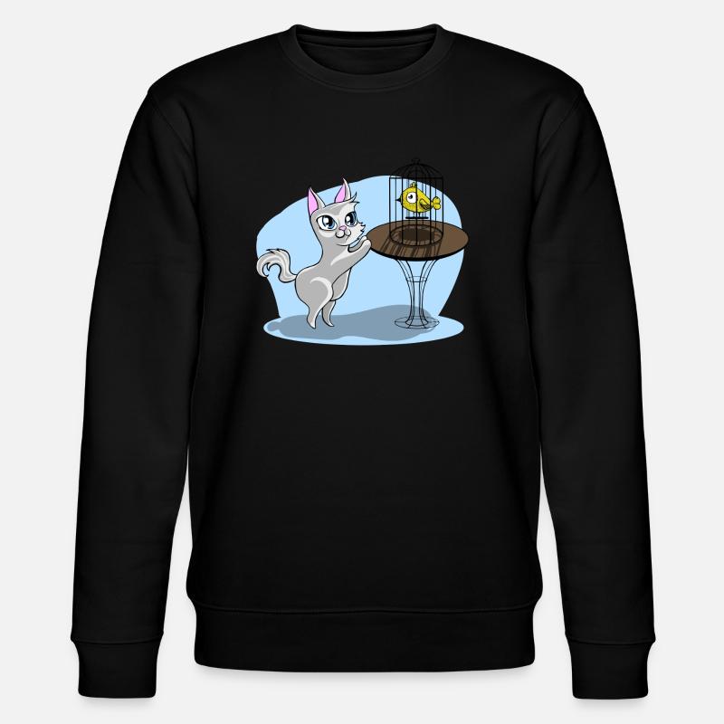 Chat avec oiseau - Sweat bio CHANGER Stanley/Stella Unisexe - noir