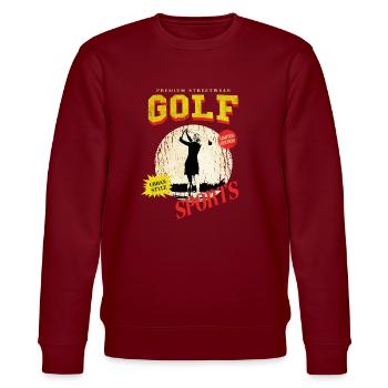 Golf Golfen Golfspielerin Sport Hobby Club Vintage - Stanley/Stella Unisex Bio-Sweatshirt CHANGER  - Burgunderrot - Vorne - Nik (191cm) & Marisol (170cm)