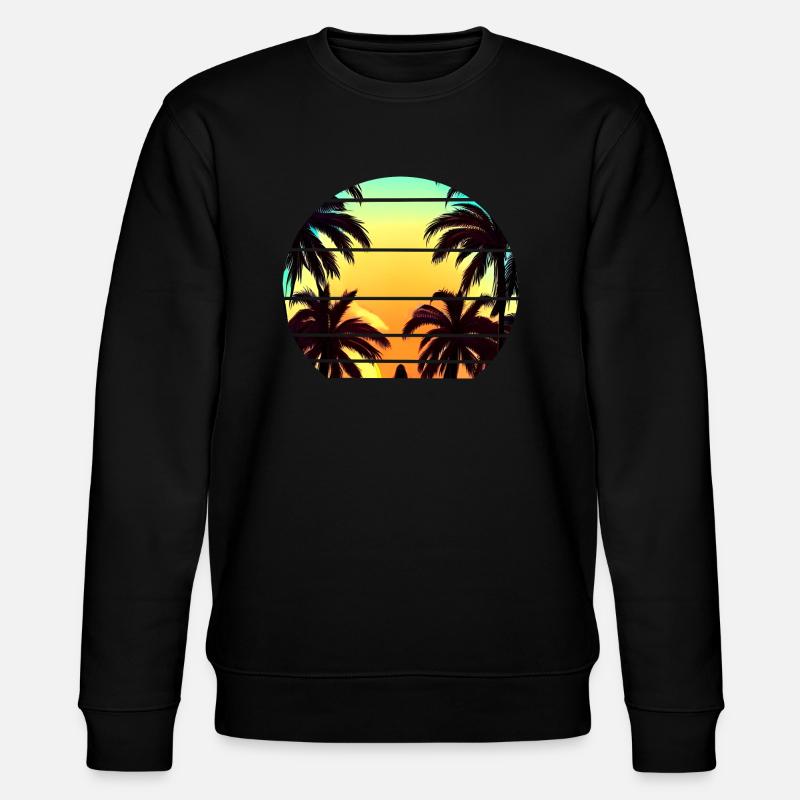 Sunset under palm trees - Stanley/Stella CHANGER Unisex Organic Sweatshirt - black