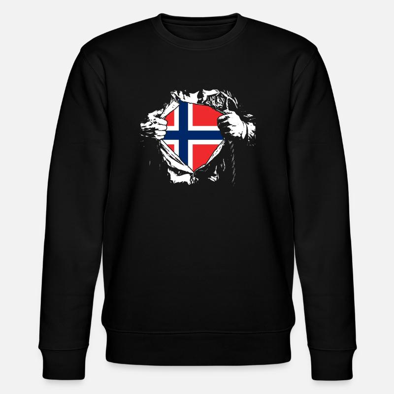 Ich liebe Norwegen - Superheld - Stanley/Stella Unisex Bio-Sweatshirt CHANGER  - Schwarz