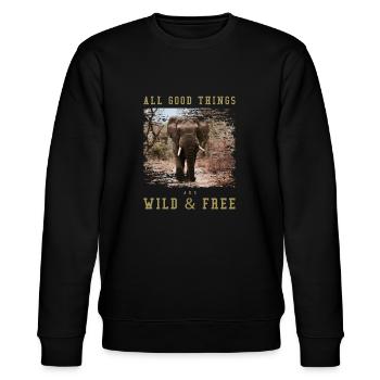All good things are wild and free Elefant Afrika - Stanley/Stella Unisex Bio-Sweatshirt CHANGER  - Schwarz - Vorne - Nik (191cm) & Marisol (170cm)
