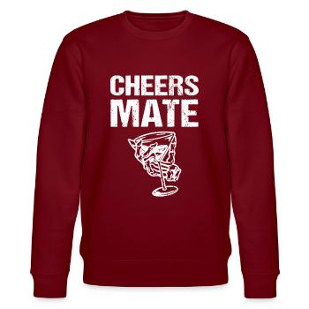 Cheers Mate - Stanley/Stella Unisex Bio-Sweatshirt CHANGER  - Burgunderrot - Vorne - Nik (191cm) & Marisol (170cm)