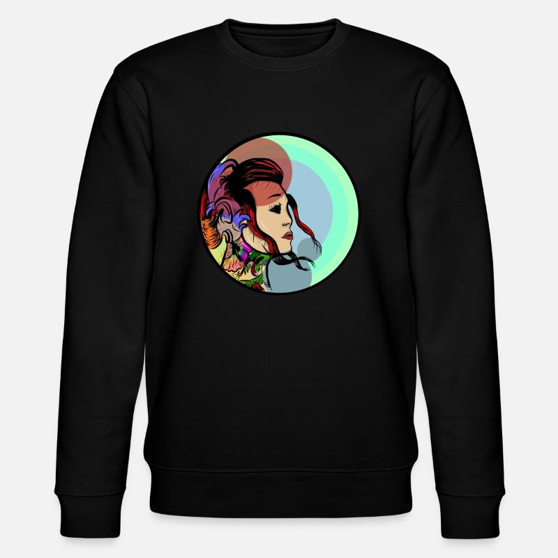 Tätowierte Frau mit Drache - Stanley/Stella Unisex Bio-Sweatshirt CHANGER  - Schwarz