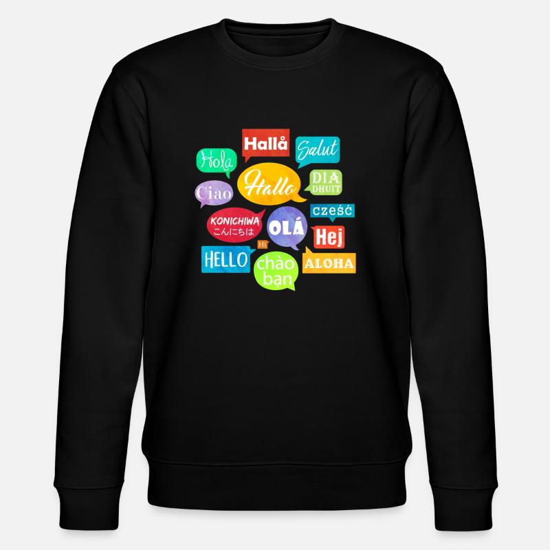 Hello (speech bubbles) - Stanley/Stella CHANGER Unisex Organic Sweatshirt - black