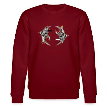Yin-Yang Segelfisch - Stanley/Stella Unisex Bio-Sweatshirt CHANGER  - Burgunderrot - Vorne - Nik (191cm) & Marisol (170cm)