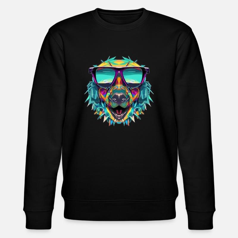 Mehrfarbiger Hund mit Sonnenbrille - Stanley/Stella Unisex Bio-Sweatshirt CHANGER  - Schwarz