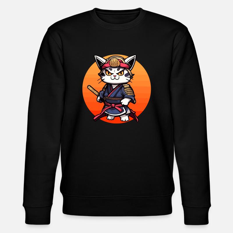 Samurai Cat #26 - Stanley/Stella CHANGER Unisex Organic Sweatshirt - black