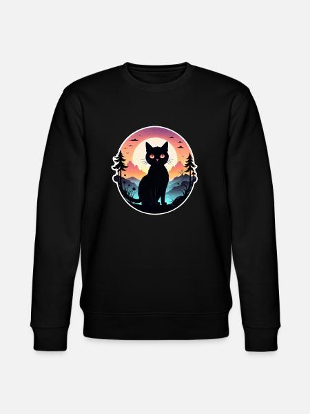 Cat Landscape and Sunset - Stanley/Stella CHANGER Unisex Organic Sweatshirt - black