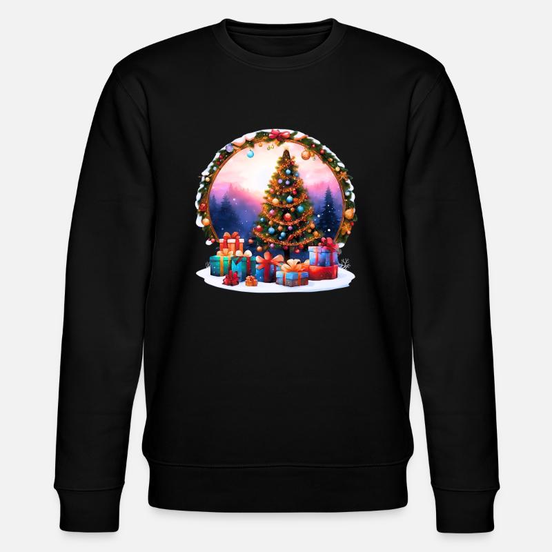 Arbre de Noël coloré avec des cadeaux dans un climat hivernal - Sweat bio CHANGER Stanley/Stella Unisexe - noir