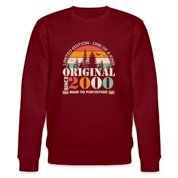 2000: Vintage Legend zum 24-jährigen Jubiläum - Stanley/Stella Unisex Bio-Sweatshirt CHANGER  - Burgunderrot - Vorne - Nik (191cm) & Marisol (170cm)