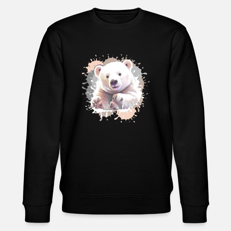 Ours polaire, ours, bébé ours polaire, beige - Sweat bio CHANGER Stanley/Stella Unisexe - noir