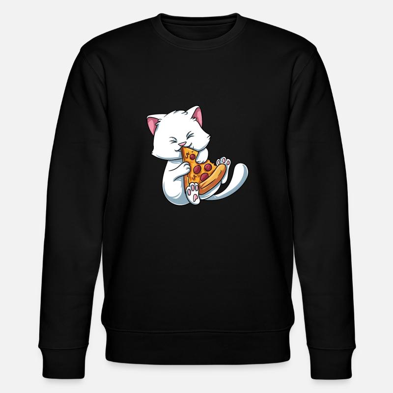 Kitten cat eats pizza - Stanley/Stella CHANGER Unisex Organic Sweatshirt - black