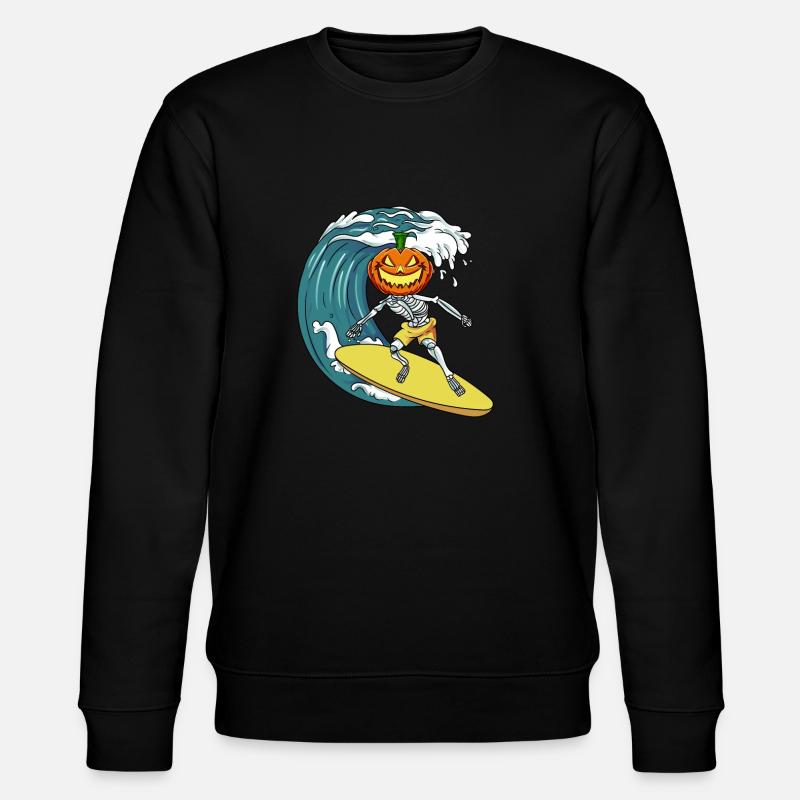 Surf Skeleton Citrouille - Sweat bio CHANGER Stanley/Stella Unisexe - noir