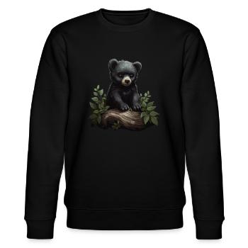 Amerikanischer Schwarzbär Baby Bär Tier Wald Natur - Stanley/Stella Unisex Bio-Sweatshirt CHANGER  - Schwarz - Vorne - Nik (191cm) & Marisol (170cm)