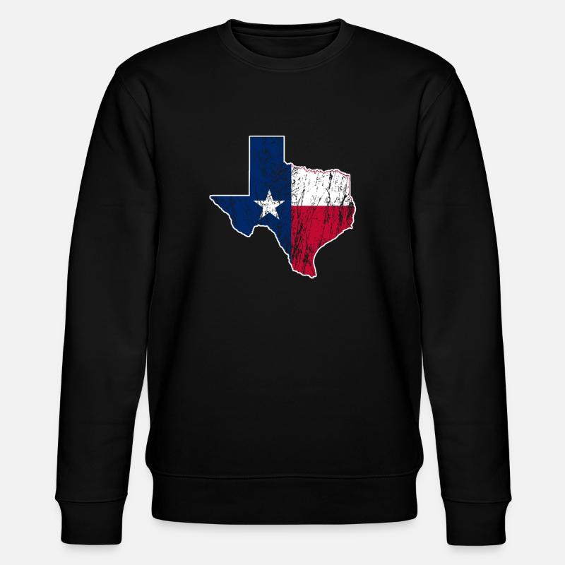 Retro Texas Flag Map - Stanley/Stella CHANGER Unisex Organic Sweatshirt - black