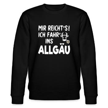Allgäu Urlaub Wandern Kuh Spruch MIR REICHT'S - Stanley/Stella Unisex Bio-Sweatshirt CHANGER  - Schwarz - Vorne - Nik (191cm) & Marisol (170cm)