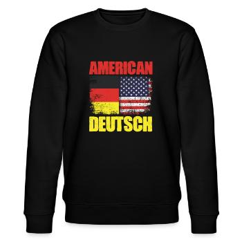 Patriotische amerikanische deutsche USA-Flagge für - Stanley/Stella Unisex Bio-Sweatshirt CHANGER  - Schwarz - Vorne - Nik (191cm) & Marisol (170cm)
